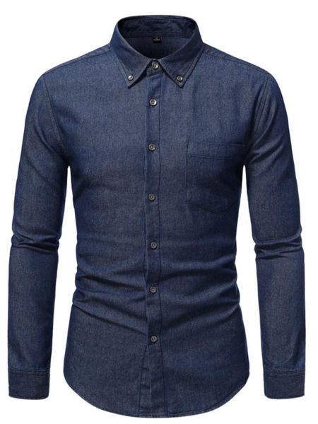 men's casual shirts long-sleeved denim shirt autumn cotton with metal buttons, White;black
men's casual shirts long-sleeved denim shirt autumn cotton with metal buttons, White;black