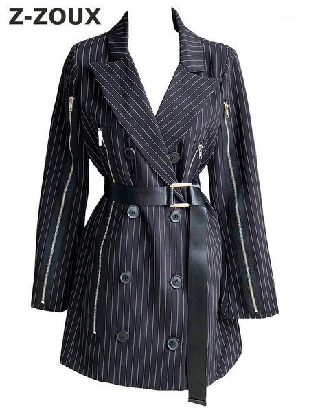 women's suits & blazers z-zoux women coat stripe belt double breasted blazerblack white zipper splice long blazer woman 2021 fashion ca, White;black
women's suits & blazers z-zoux women coat stripe belt double breasted blazerblack white zipper splice long blazer woman 2021 fashion ca, White;black