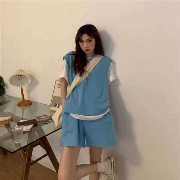 women's t-shirt summer suit three piece s all-match fashion student korean loose t-shirt waistcoat shorts three-piece lfti, White
women's t-shirt summer suit three piece s all-match fashion student korean loose t-shirt waistcoat shorts three-piece lfti, White