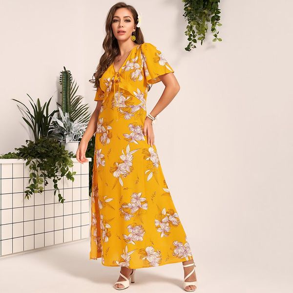 casual dresses woman summer 2021 yellow v-neck floral printing tie rope ruffle flared short sleeves sweet vintage holiday dress, Black;gray
casual dresses woman summer 2021 yellow v-neck floral printing tie rope ruffle flared short sleeves sweet vintage holiday dress, Black;gray