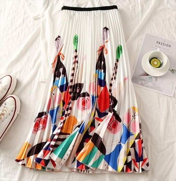 korean long cartoon printed womens skirts high waist loose large swing street fashion pleated, Black
korean long cartoon printed womens skirts high waist loose large swing street fashion pleated, Black