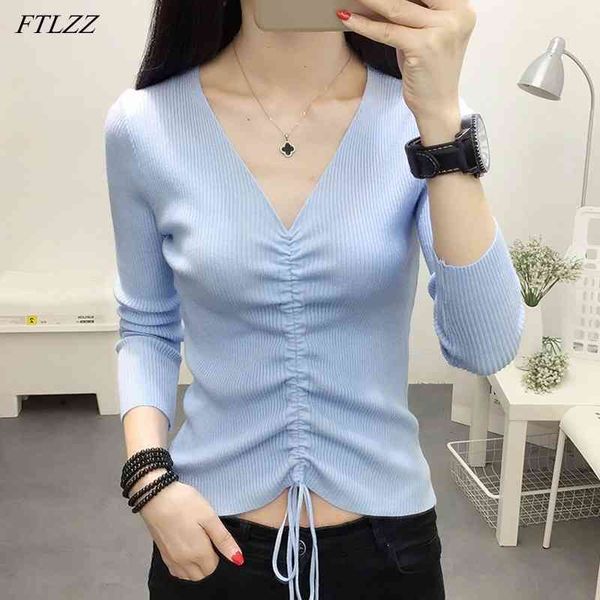 autumn winter lady v-neck drawstring knitting sweater elegant female solid long sleeve shirt 210423, White;black
autumn winter lady v-neck drawstring knitting sweater elegant female solid long sleeve shirt 210423, White;black