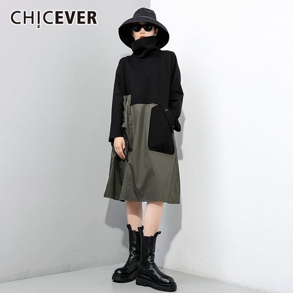 casual dresses chicever patchwork asymmetrical women's dress turtleneck long sleeve drawstring ruched oversized female fashion tide, Black;gray
casual dresses chicever patchwork asymmetrical women's dress turtleneck long sleeve drawstring ruched oversized female fashion tide, Black;gray