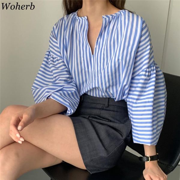 women's blouses & shirts woherb summer simple chic neckline blouse women 2021 korean lantern sleeve loose temperament fashion oversize, White
women's blouses & shirts woherb summer simple chic neckline blouse women 2021 korean lantern sleeve loose temperament fashion oversize, White