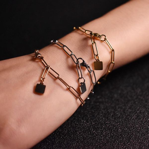 charm bracelets stainless steel bracelet for women oval chain suqare lock gold silver color personalized jewelry, Golden;silver
charm bracelets stainless steel bracelet for women oval chain suqare lock gold silver color personalized jewelry, Golden;silver