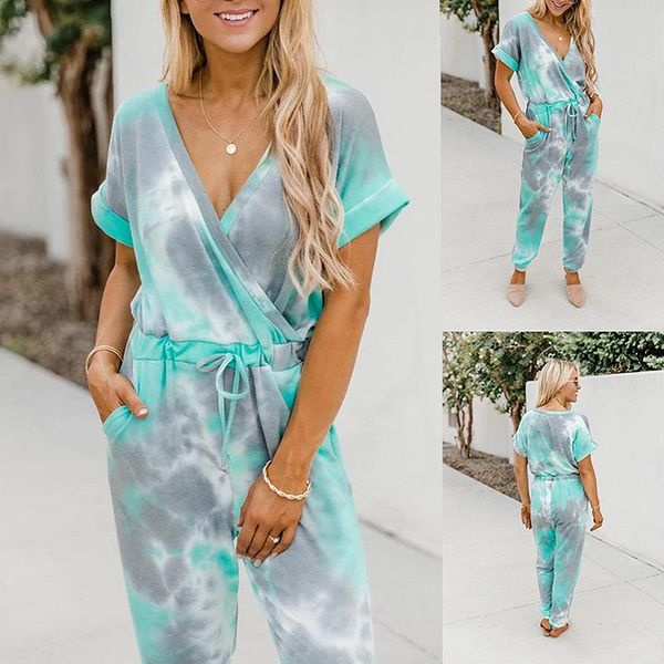 gym clothing autumn women's classic tie-dye printing v-neck short-sleeved casual comfortable cotton jumpsuit 2021 women, White;black
gym clothing autumn women's classic tie-dye printing v-neck short-sleeved casual comfortable cotton jumpsuit 2021 women, White;black