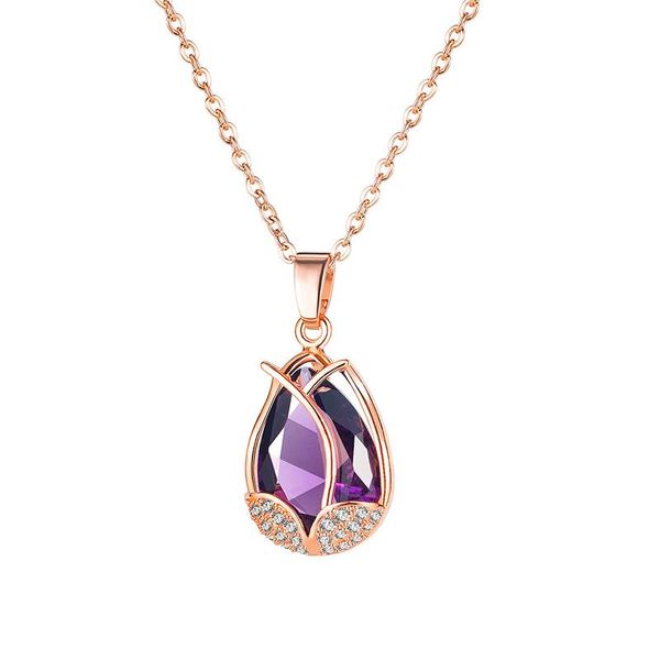 pendant necklaces fashion purple cubic zirconia flower necklace for women titanium steel clavicle chain choker female accessories gift, Silver
pendant necklaces fashion purple cubic zirconia flower necklace for women titanium steel clavicle chain choker female accessories gift, Silver