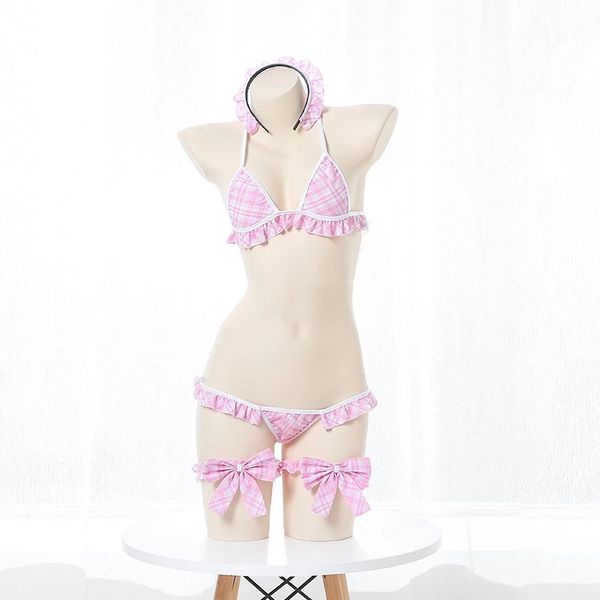 three-point cute girls bra set anime bikini uniform cosplay lolita plaid lotus leaf underwear womens pleated sleepwear, Black;white
three-point cute girls bra set anime bikini uniform cosplay lolita plaid lotus leaf underwear womens pleated sleepwear, Black;white
