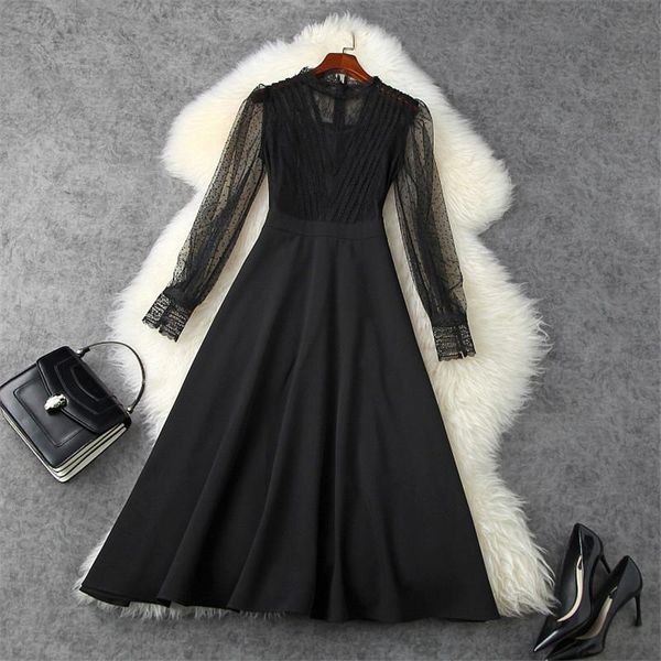 casual dresses elegant women designer runway lantern sleeves transparent lace patchwork black party autumn robe femme vestidos, Black;gray
casual dresses elegant women designer runway lantern sleeves transparent lace patchwork black party autumn robe femme vestidos, Black;gray