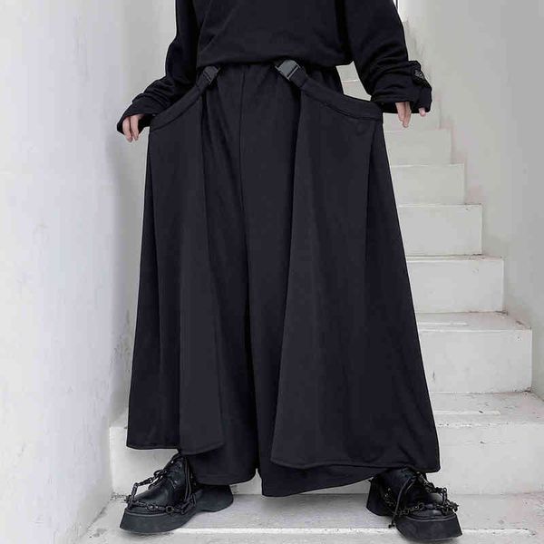 male japan style vintage fashion loose skirt pants men's detachable side cloth wide leg casual pants stage clothing, Black
male japan style vintage fashion loose skirt pants men's detachable side cloth wide leg casual pants stage clothing, Black