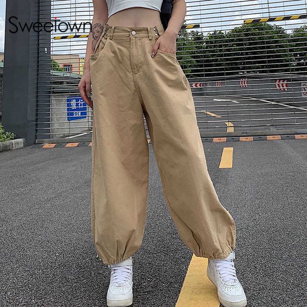 sweetown street style baggy cargo women casual korean 90s outfits adjustable high waisted harem pants hip hop streetwear, Black;white
sweetown street style baggy cargo women casual korean 90s outfits adjustable high waisted harem pants hip hop streetwear, Black;white