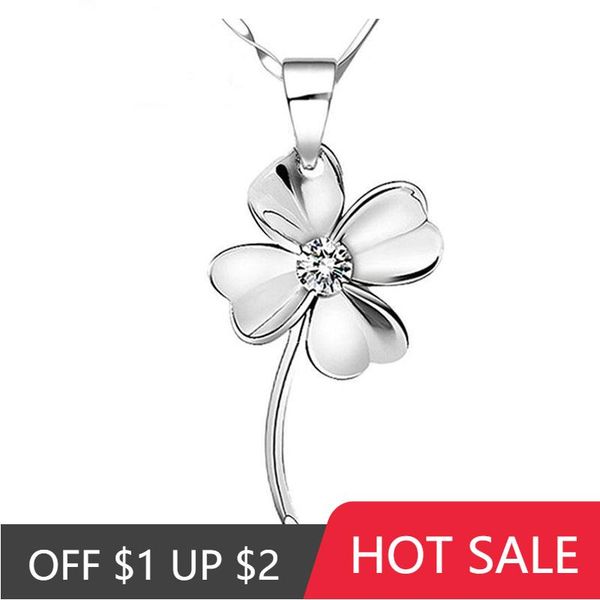 sterling silver jewelry zircon clover pendant neckace for women gift 45cm chain choker collares kolye chains
sterling silver jewelry zircon clover pendant neckace for women gift 45cm chain choker collares kolye chains