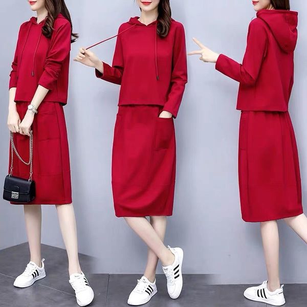 women's solid color suit autumn winter plus size female casual fashion long-sleeved two-piece jacket with hat + hip skirt 210330, White
women's solid color suit autumn winter plus size female casual fashion long-sleeved two-piece jacket with hat + hip skirt 210330, White