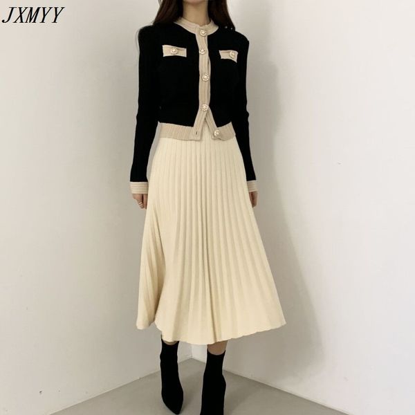 chic office ladies single breasted pearl buttons cardigan sweater+pleated long skirt suit spring autumn knitted 2 piece set 210412, White
chic office ladies single breasted pearl buttons cardigan sweater+pleated long skirt suit spring autumn knitted 2 piece set 210412, White