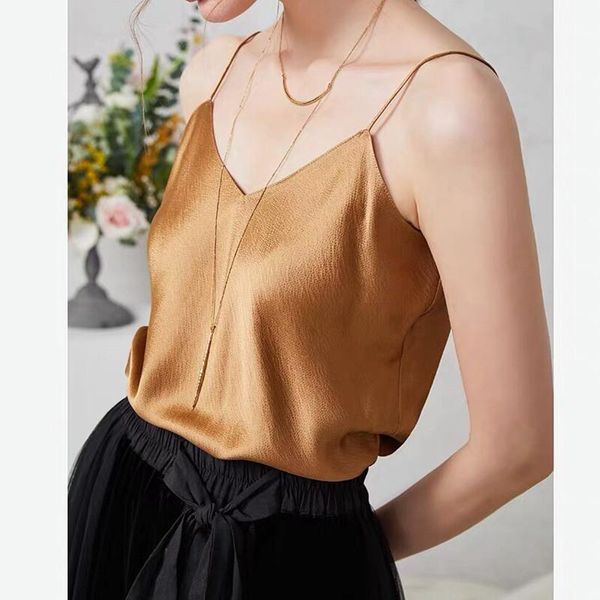 women's tanks & camis 100% silk 2021 summer style elegant and chic texture thin shoulder strap pure color all-match sling, White
women's tanks & camis 100% silk 2021 summer style elegant and chic texture thin shoulder strap pure color all-match sling, White
