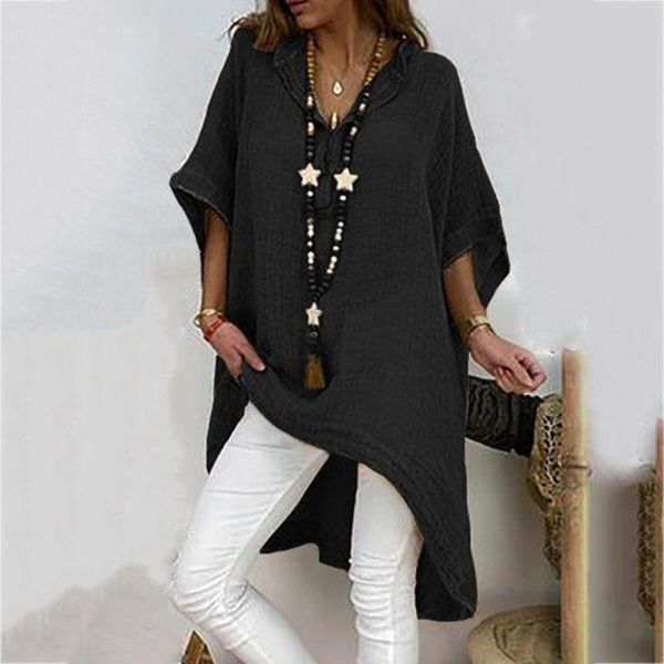 women's blouses & shirts cotton linen long for women summer casual loose v-neck short sleeve solid boho blouse camisas de mujer chemis, White
women's blouses & shirts cotton linen long for women summer casual loose v-neck short sleeve solid boho blouse camisas de mujer chemis, White