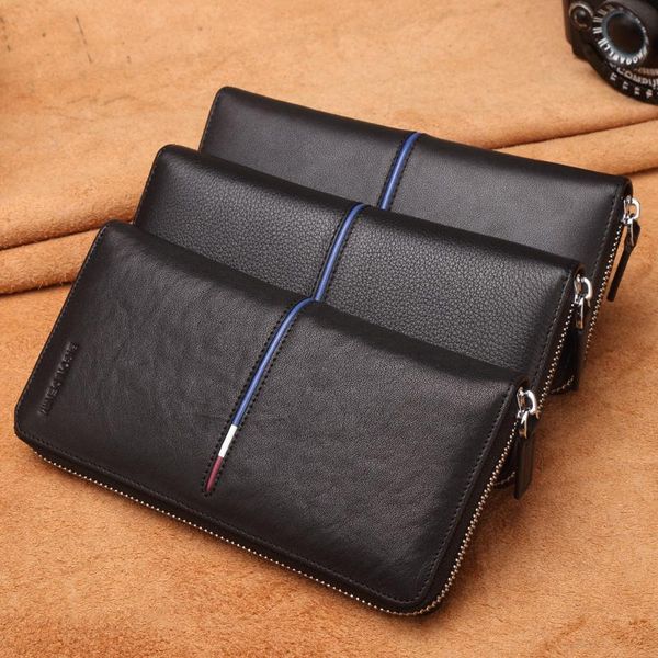 genuine leather long zipper wallet large capacity phone purse male clutch fashion wallets, Red;black
genuine leather long zipper wallet large capacity phone purse male clutch fashion wallets, Red;black
