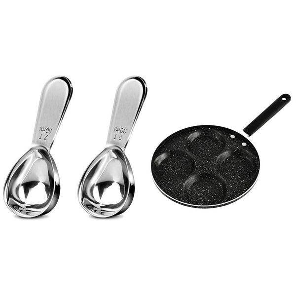 pans 1 pcs four-hole frying pot thickened omelet pan & 2 coffee scoop, 30ml stainless steel tablespoon measuring spoon
pans 1 pcs four-hole frying pot thickened omelet pan & 2 coffee scoop, 30ml stainless steel tablespoon measuring spoon