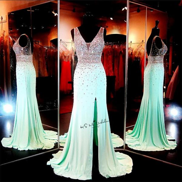 party dresses luxury mint green crystals prom long 2021 formal evening gowns mermaid split side v neck back vestidos de festa sexy, White;black
party dresses luxury mint green crystals prom long 2021 formal evening gowns mermaid split side v neck back vestidos de festa sexy, White;black
