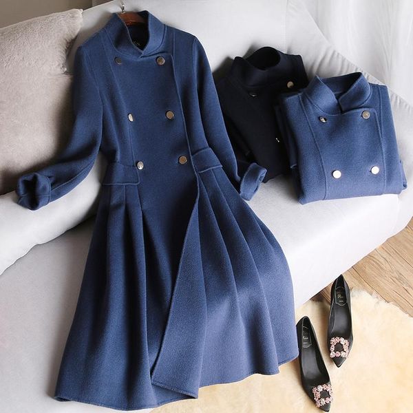 women's wool & blends 2021 autumn and winter reversible real coat cashmere double breasted long coats female jacket, Black
women's wool & blends 2021 autumn and winter reversible real coat cashmere double breasted long coats female jacket, Black