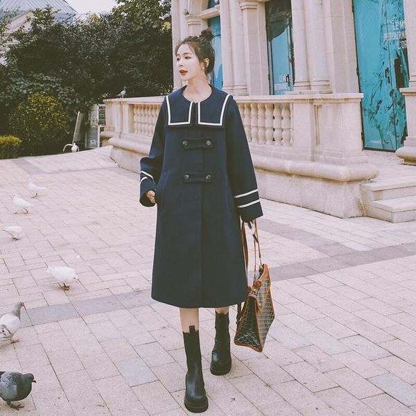 women's wool & blends autumn fashion classic navy blue trench coat for women windbreaker 2021 winter korean office lady femme, Black
women's wool & blends autumn fashion classic navy blue trench coat for women windbreaker 2021 winter korean office lady femme, Black