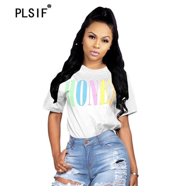 fashion rainbow letters spliced women t-shirt o neck short sleeve summer tees high street casual chic women's, White
fashion rainbow letters spliced women t-shirt o neck short sleeve summer tees high street casual chic women's, White