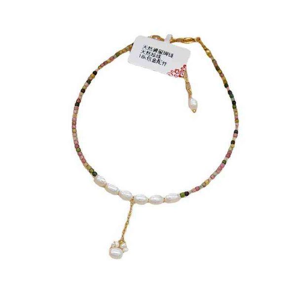 jinxi natural candy color tourmaline foot chain fashion versatile super fairy fresh water pearl ankle chain national style, Silver
jinxi natural candy color tourmaline foot chain fashion versatile super fairy fresh water pearl ankle chain national style, Silver