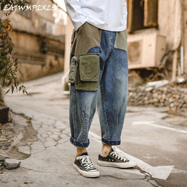 men's pants jeans men patchwork multi-pocket denim beggar style japanese retro autumn high street casual streetwear, Black
men's pants jeans men patchwork multi-pocket denim beggar style japanese retro autumn high street casual streetwear, Black
