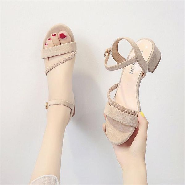 sandals flock beige high heels women summer shoes fashion open toe buckle casual square heel female, Black
sandals flock beige high heels women summer shoes fashion open toe buckle casual square heel female, Black