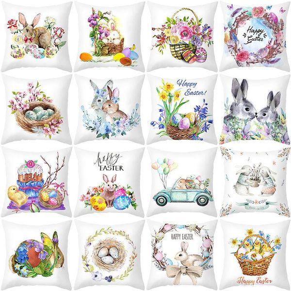 cushion/decorative pillow 2021 easter throw cushion cover 45*45cm cartoon egg sofa peach skin bedside
