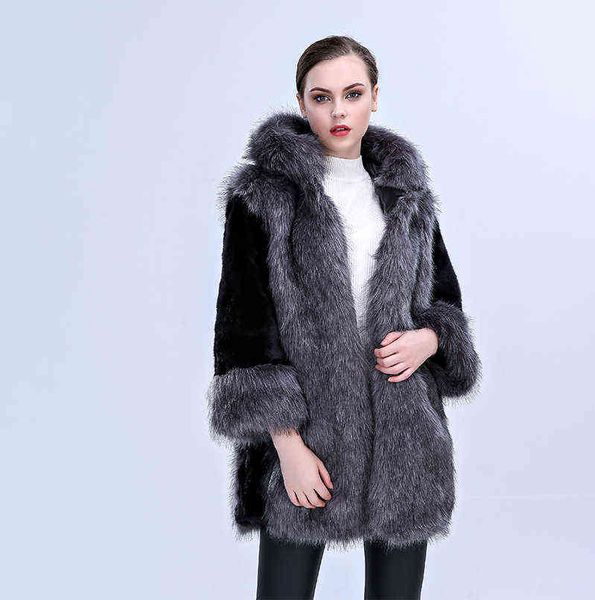 fur coat women's fashion warm medium long hooded fur fake fur coat imitation hair 211207, Black
fur coat women's fashion warm medium long hooded fur fake fur coat imitation hair 211207, Black