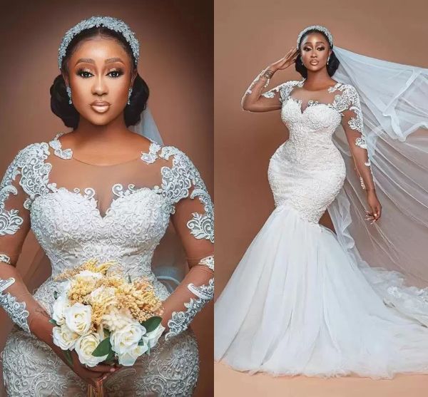 2022 mermaid wedding dresses bridal gown lace applique sweep train long sleeves custom made vestidos de noiva scoop neck 2022 designer, White
2022 mermaid wedding dresses bridal gown lace applique sweep train long sleeves custom made vestidos de noiva scoop neck 2022 designer, White