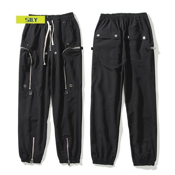 high street dark function zipper pants ankle-tied drawstring elastic casual slim-fit trousers men's, Black
high street dark function zipper pants ankle-tied drawstring elastic casual slim-fit trousers men's, Black