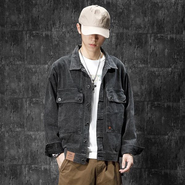 men's jackets 2021 spring autumn embroidered cotton denim jacket male fashion loose outdoor lapel outer clothes men, Black;brown
men's jackets 2021 spring autumn embroidered cotton denim jacket male fashion loose outdoor lapel outer clothes men, Black;brown