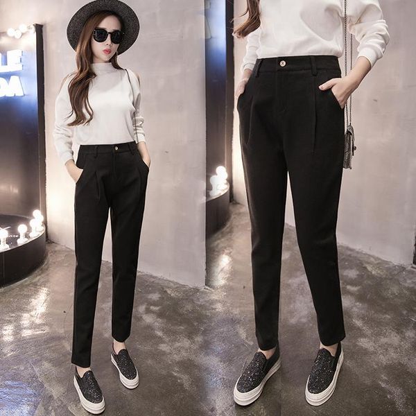 women's pants & capris 2021 fall winter female korean style harem warm thick plus size woolen high waist ankle-length trousers, Black;white
women's pants & capris 2021 fall winter female korean style harem warm thick plus size woolen high waist ankle-length trousers, Black;white