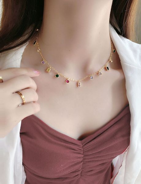 925 sterling silver colorful zircon charms rainbow chain necklaces choker long neckalce fashion women european party fine jewelry
925 sterling silver colorful zircon charms rainbow chain necklaces choker long neckalce fashion women european party fine jewelry