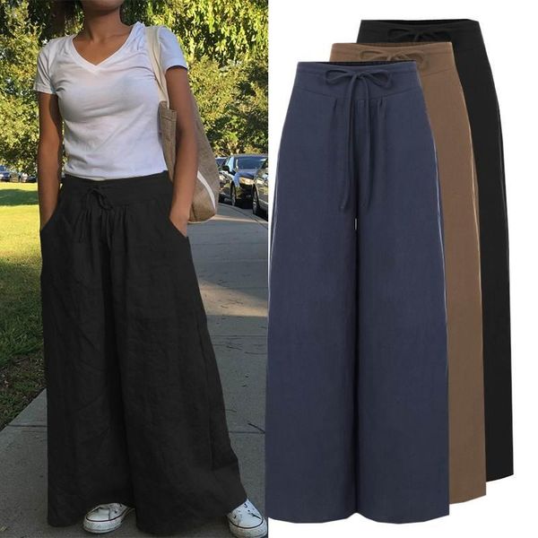 women's pants & capris casual long trousers 2021 celmia women fashion wide leg high waist cotton linen palazzo loose office pantalones, Black;white
women's pants & capris casual long trousers 2021 celmia women fashion wide leg high waist cotton linen palazzo loose office pantalones, Black;white