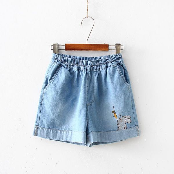 women's jeans 2021 summer style versatile retro cute embroidered radish elastic waist casual denim shorts, Blue
women's jeans 2021 summer style versatile retro cute embroidered radish elastic waist casual denim shorts, Blue