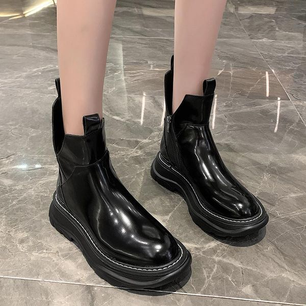 boots patent leather ankle women black platform british style glitter thick sole short botas de mujer
boots patent leather ankle women black platform british style glitter thick sole short botas de mujer