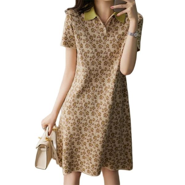 knitted dress small flower polo collar knitted acetate cotton spring and summer fashion women's clothing 210520, Black;gray
knitted dress small flower polo collar knitted acetate cotton spring and summer fashion women's clothing 210520, Black;gray