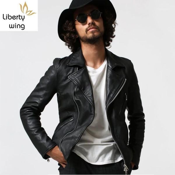 men's leather & faux brand classic mens slim fit sheepskin genuine jacket biker zipper punk short coat motorycle chaqueta cuero hombre, Black
men's leather & faux brand classic mens slim fit sheepskin genuine jacket biker zipper punk short coat motorycle chaqueta cuero hombre, Black