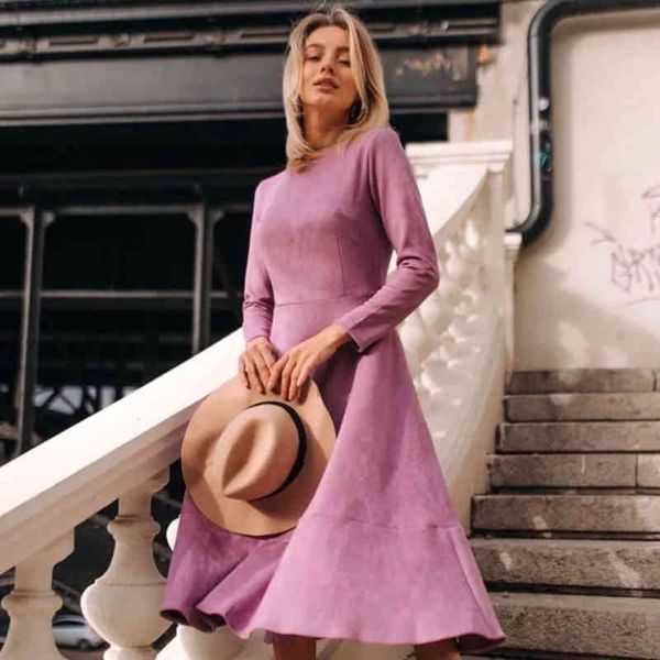 women fasihon suede long dress elegant o-neck long sleeve elestic waist a-line party dress casual solid warm clothes autumn 210412, Black;gray
women fasihon suede long dress elegant o-neck long sleeve elestic waist a-line party dress casual solid warm clothes autumn 210412, Black;gray