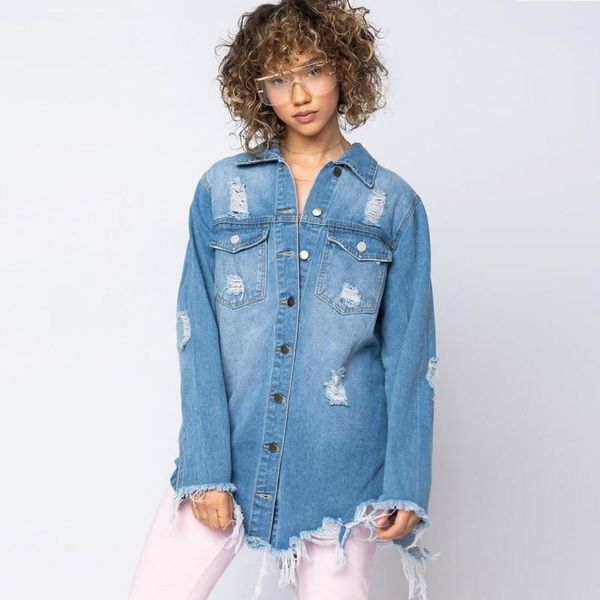 women's jackets long denim women turn down collar outwear fashion ripped hole hollow tassel street style hip hop jacket coats, Black;brown
women's jackets long denim women turn down collar outwear fashion ripped hole hollow tassel street style hip hop jacket coats, Black;brown