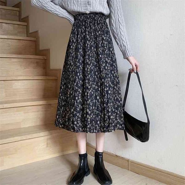 spring autumn korean retro floral pleated skirt elastic high waist slim casual women a-line long 210527, Black
spring autumn korean retro floral pleated skirt elastic high waist slim casual women a-line long 210527, Black