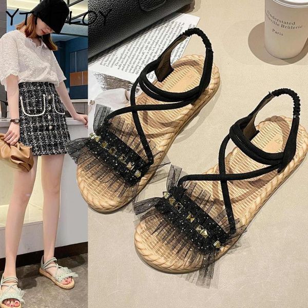 sandals with skirt 2021 summer style woven elastic band open toe casual rivet zapatos de mujer, Black
sandals with skirt 2021 summer style woven elastic band open toe casual rivet zapatos de mujer, Black
