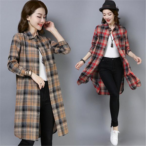 women's blouses & shirts large size tunic red plaid women spring summer korean casual long cardigan blouse blusas mujer de moda 2021 mo, White
women's blouses & shirts large size tunic red plaid women spring summer korean casual long cardigan blouse blusas mujer de moda 2021 mo, White