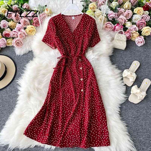 women vintage polka dot dress summer short sleeve v neck chiffon es ladies slim with blet bandage robe vestidos 210602, Black;gray
women vintage polka dot dress summer short sleeve v neck chiffon es ladies slim with blet bandage robe vestidos 210602, Black;gray