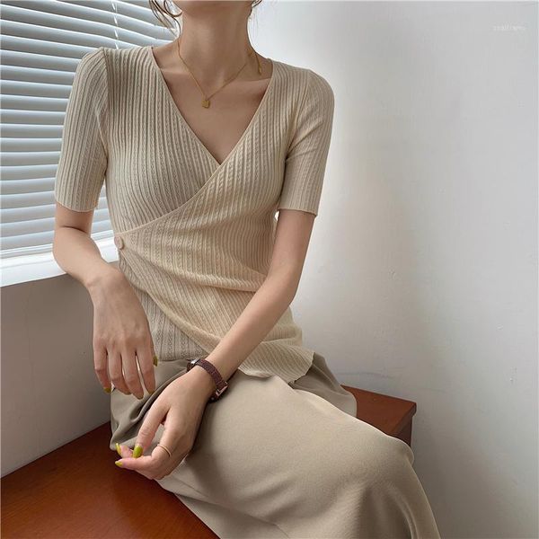 women's t-shirt summer women v-neck irregular design short sleeve 6062#, White
women's t-shirt summer women v-neck irregular design short sleeve 6062#, White