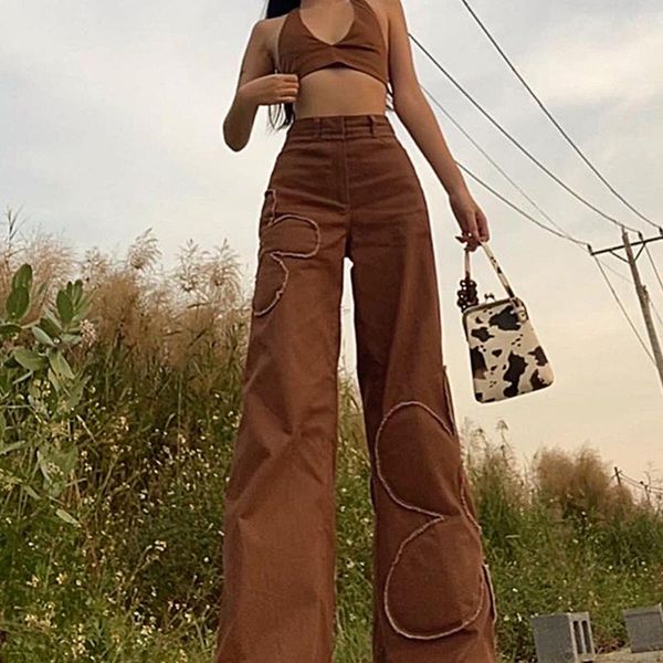 women's jeans office lady women brown vintage wide leg pants flower patches high waist straight denim trousers fashion clothing holiday, Blue
women's jeans office lady women brown vintage wide leg pants flower patches high waist straight denim trousers fashion clothing holiday, Blue