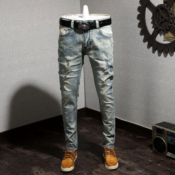 men's jeans lovzon in the spring of light color pants elastic small straight young han edition cultivate one's morality, Blue
men's jeans lovzon in the spring of light color pants elastic small straight young han edition cultivate one's morality, Blue